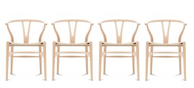 CH24 Wishbone Chair / Y-Chair Beech soaped 4-er Set Carl Hansen & Søn